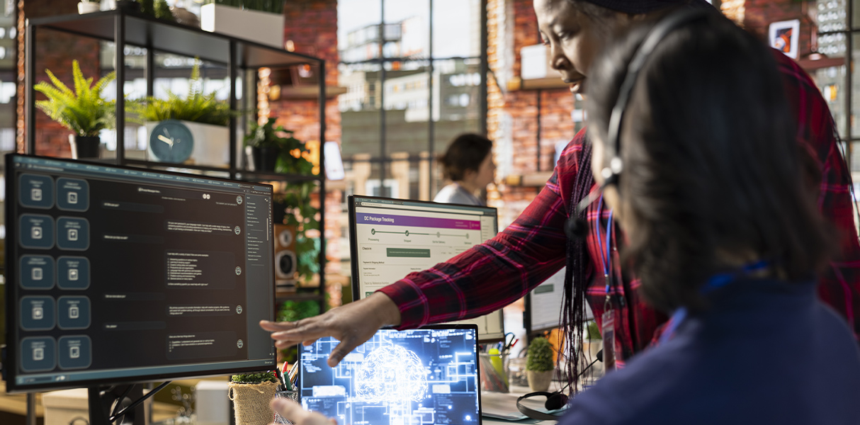 Ilustração corporativa mostrando o Microsoft Copilot para empresas integrado ao Microsoft 365, representando produtividade com IA em 2026.